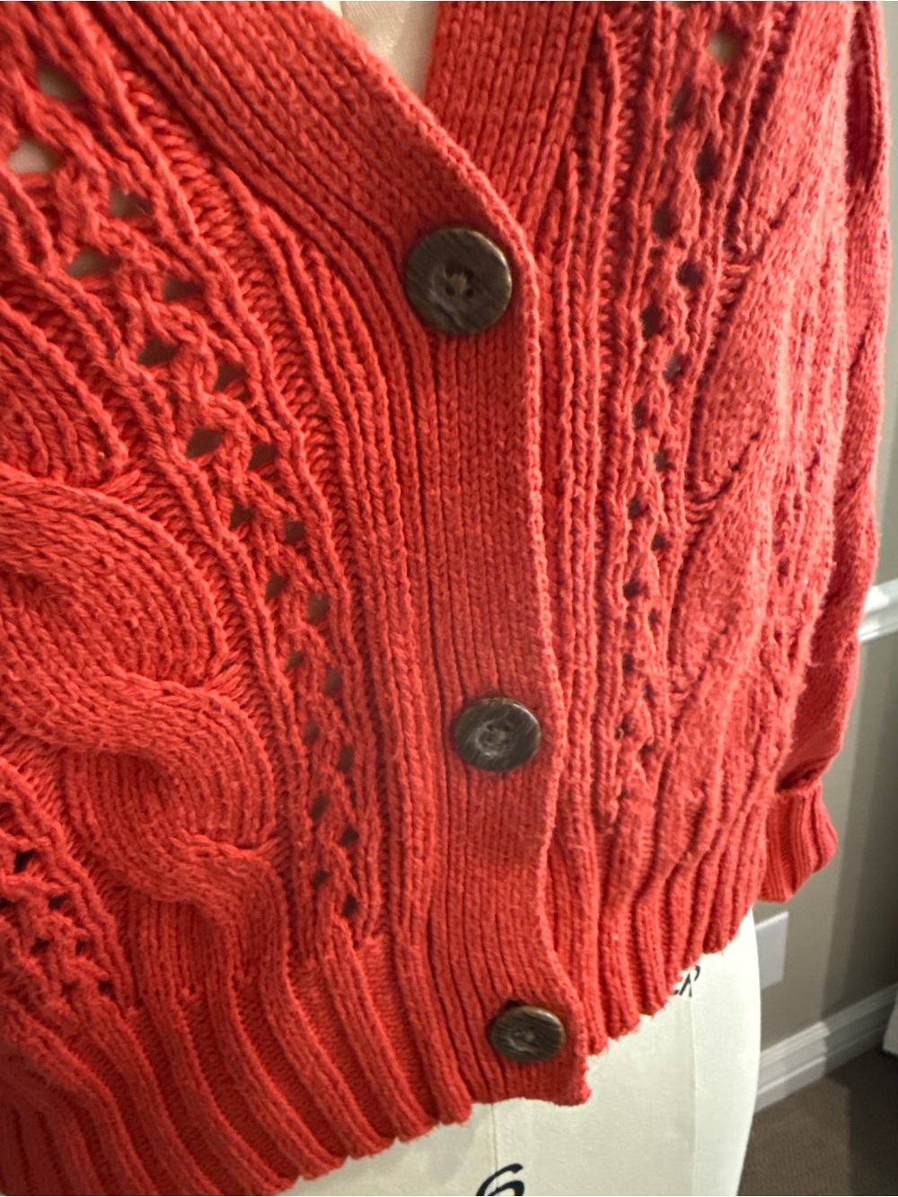 Universal Thread Red Cable-Knit Button Front Cardigan - Picture 2 of 3